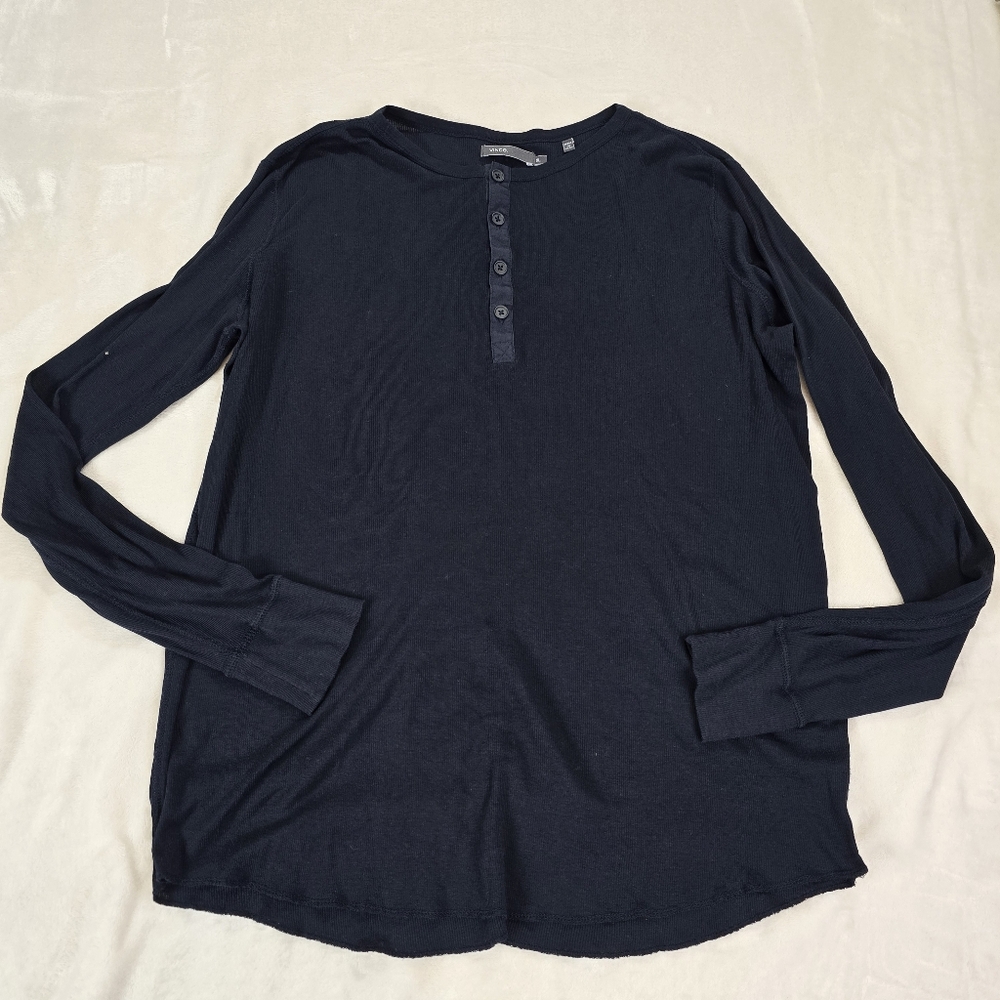 Vince Mens  Long Sleeve Top Black Size XL Button  Cotton